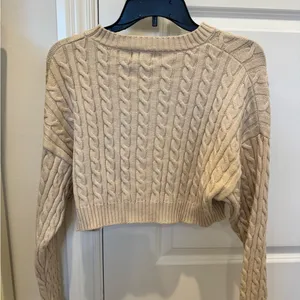 Altar'd State Cream Cable Knit Crew Neck Sweater thumbnail 3