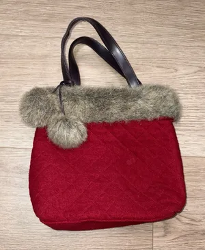 Bath And Body Works Bag Purse Red Bag With Faux Fur Y2K thumbnail 1