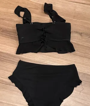 Ruffle Bikini Adjustable Straps Black Size 1X thumbnail 1