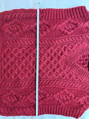 Aran Sweater Market XS Merino Wool Cable Knit Sweater Vest Red Ireland thumbnail 6