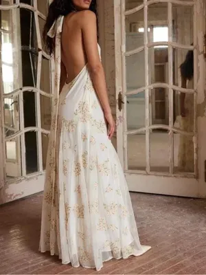 Free People Embroidered Holding On Convertible Maxi Dress in Cream thumbnail 2