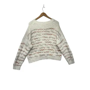 Altar'd State‎ Knit Geometric Pullover Cream Cozy Textured Relaxed Sweater L thumbnail 6