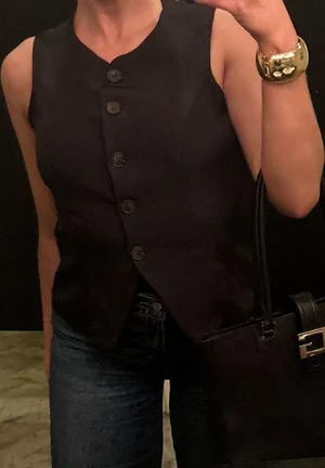 Black Vest Button Top thumbnail 1