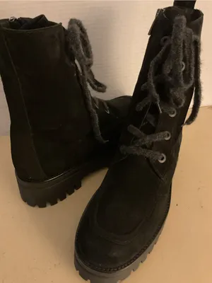 275 Central women black suede leather combat heel boots US 9 thumbnail 10