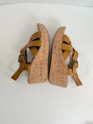 Korks Nova Sandals Wedge Lightweight Travel Comfort Boho Mustard Yellow Camel thumbnail 7
