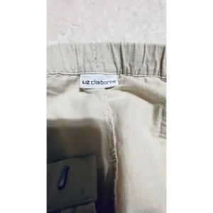 Liz‎ Claiborne Linen Blend Drawstring Crop Pants Beige Womens Large Wide Leg thumbnail 4