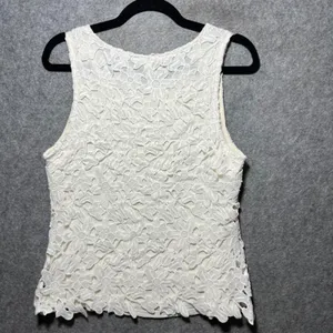 Saint Tropez West Top White Floral Lace‎ Overlay Sleeveless Tank Small thumbnail 9