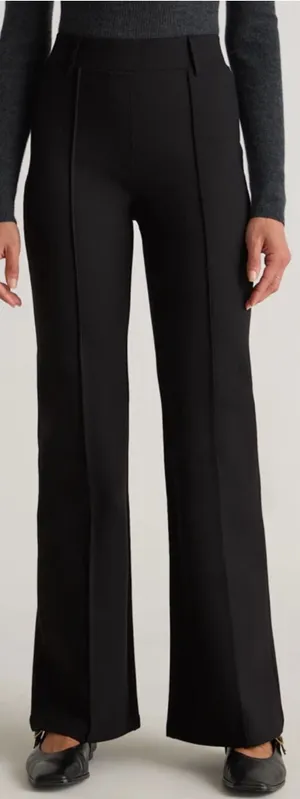 Quince Ultra-Stretch Ponte Flare Leg Pants Black 30” Inseam Office Career thumbnail 1