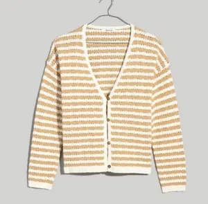 💕MADEWELL💕 Open Stitch Cardigan Sweater + Tank Set Stiped Earthen Sand Medium thumbnail 11