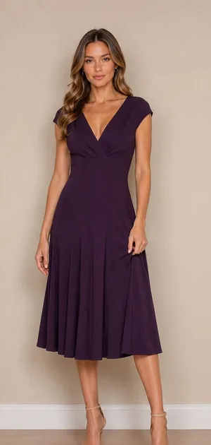 NWT American Living‎ Elegant Purple Plum Women's Dress 8 Empire Waist A-Line thumbnail 1