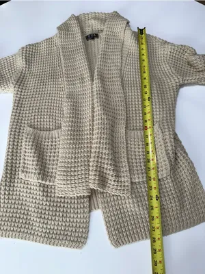 POL Anthropologie Waffle-Knit Shawl Collar Cardigan - Cream Beige size Small thumbnail 4