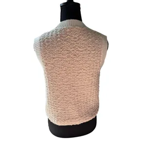 Heartloom Bouclé Sweater Vest Cream Ivory Pearl Button Front Pockets S thumbnail 11
