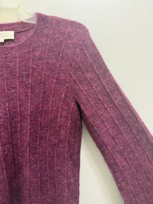 Sezane Joyce Jumper Sweater Merino Wool Mohair Gold Buttons in Grape Purple XS thumbnail 7