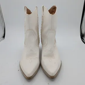 DV Dolce Vita Karyn White Western Ankle Boots Women 8.5 Braided Pointed Toe thumbnail 3