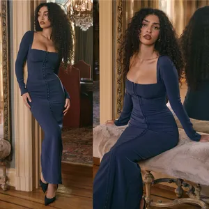 House of CB‎ Corinthia Midnight bodycon maxi dress NWOT size XS navy blue thumbnail 2