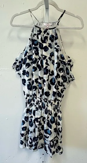 NWT Parker Abstract Animal Print Lightweight‎ Sleeveless Mini Dress Medium Blue thumbnail 1