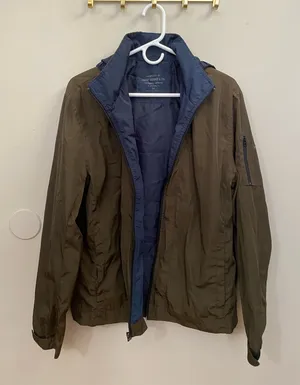 Lucky Brand Olive Jacket with Navy Lining - Lightweight Men’s Shirt Jacket thumbnail 1