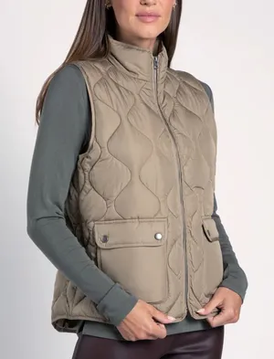 Thread & Supply Quilted Brown Sleeveless Vest thumbnail 1