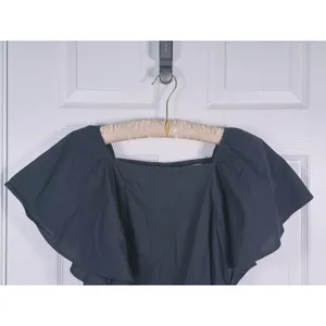 Abercrombie & Fitch Poplin Flutter Sleeve Top Small Black Preppy Quiet Luxury thumbnail 5