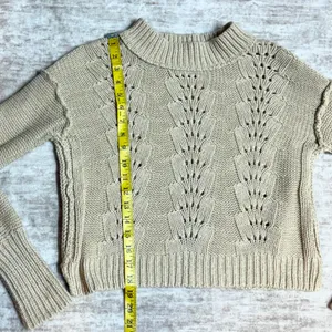 Free People Women’s Small Sweater Bell Song Pullover Knit Sandcastle Grandmacore thumbnail 4