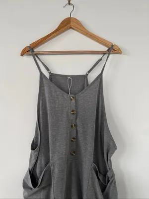 Women’s Charcoal Gray Relaxed Jumpsuit with Button Front NWOT thumbnail 2