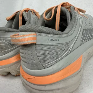 Hoka‎ Bondi 7 Running Shoes Womens 8.5 UK 7 Cushioned Road Sneakers Grey Orange thumbnail 7