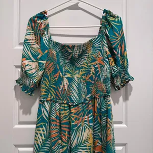 Betsey‎ Johnson Palm Leaf Printed Maxi Dress Medium Tropical Wedding Guest Boho thumbnail 5