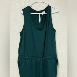 Everest Green Sleeveless Sweatpant Jumpsuit thumbnail 4