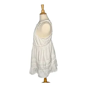 Free People Adella Mini Dress Womens Small Ivory White Boho‎ Open Back Button thumbnail 9