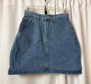 Blue Denim Mini Skirt High Waisted Y2K Skirt Size Small thumbnail 1