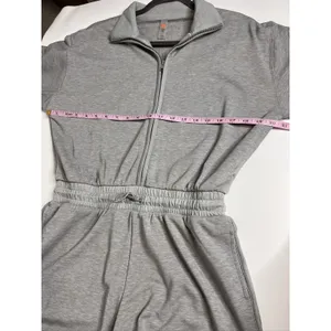 Mono B Half-Zip Long Sleeve Romper Grey Small Tencel Sporty thumbnail 7