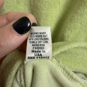 MONROW Terry Cloth Half Zip in Lettuce Size XS Green thumbnail 6