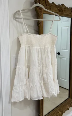 ZARA Babydoll Dress Mini White thumbnail 1
