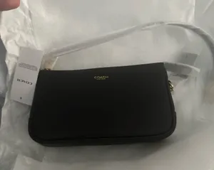Coach New York Black Leather Wristlet Pouch Bag thumbnail 1