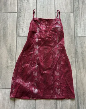 Urban Outfitters Burgundy Mesh Slip Mini Dress thumbnail 1