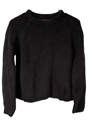 Quince 100% Organic Cotton Fisherman Crewneck Sweater Black Size Medium thumbnail 1
