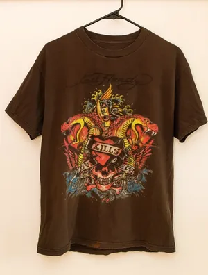 Vintage Y2K Ed Hardy Irregular cotton short sleeve T-shirt sz M women’s 90’s edg thumbnail 1