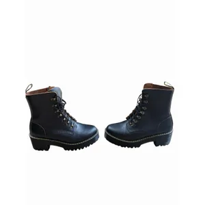 Dr Martens Leona Platform Black Leather Lace Up Combat Boot Women Docs Chunky thumbnail 5