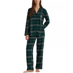 NWT LRL Ralph Lauren M Brushed Twill 2PC PJ‎ Set Plaid Green Pajamas Black Label thumbnail 3