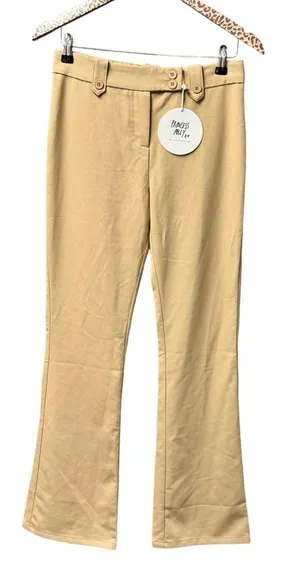 NEW Princess Polly Veronika Pants Flare Leg Trousers Beige US 4 NWT thumbnail 1