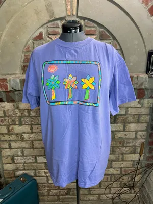 t-shirt graphic tee trees nelon yellow green bright 1990s purple thumbnail 1