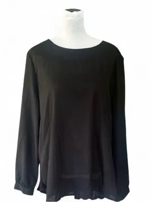 Zanzea Collection black blouse with ruffled sleeves and a flowy silhouette thumbnail 1