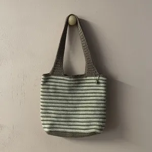The Sak Small Brown & Cream Striped Knit Handbag GUC thumbnail 3