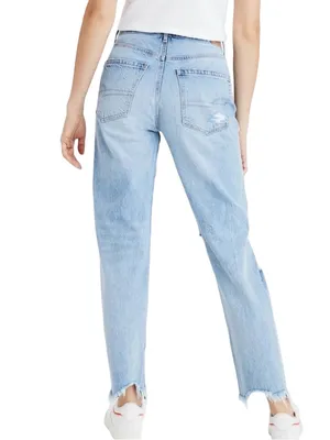 American Eagle 90s Boyfriend Jeans Light Wash Distressed Ripped 00/short thumbnail 2