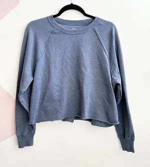 Aerie Distressed Crop Sweatshirt Cozy Soft‎ Casual Loungewear Cozy XS thumbnail 1