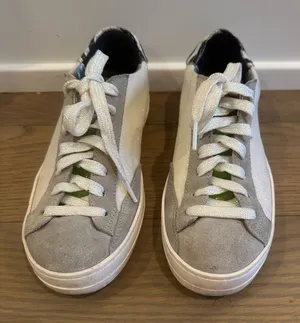 P448 Gray and White Lace-Up Sneakers thumbnail 1