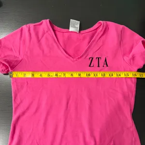 Port Authority Women’s Vintage Hot Pink Zeta Tau Alpha Babydoll V Neck Tee Size Small thumbnail 6