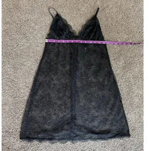 Victoria's Secret Sheer Black Lace Babydoll Slip – Size Medium thumbnail 3