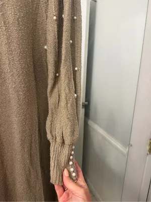 Vintage 70’s Just Mort Beaded Sleeve Knit Sweater Dress - Taupe thumbnail 2