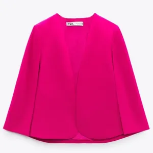 ZARA CAPE BLAZER JACKET W/ SLITS BLOGGERS pink NEW thumbnail 8